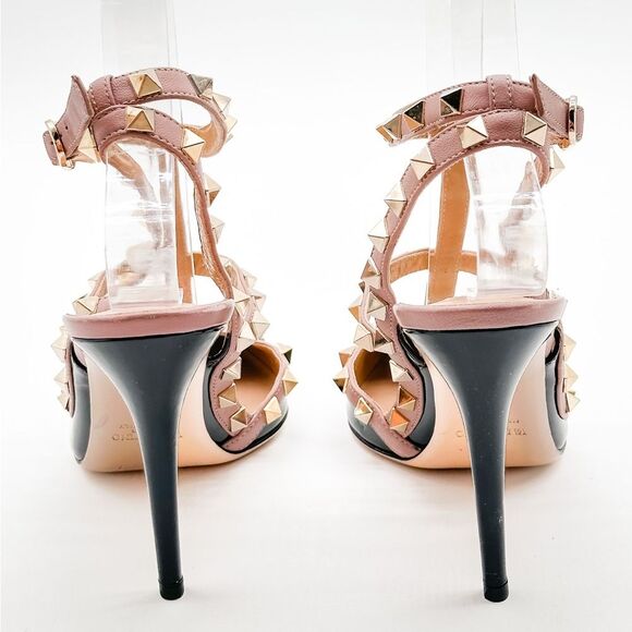 Valentino Garavani Rockstud Caged Pump Black & Nude Leather High Heel EU 38 US 8 - Picture 6 of 11
